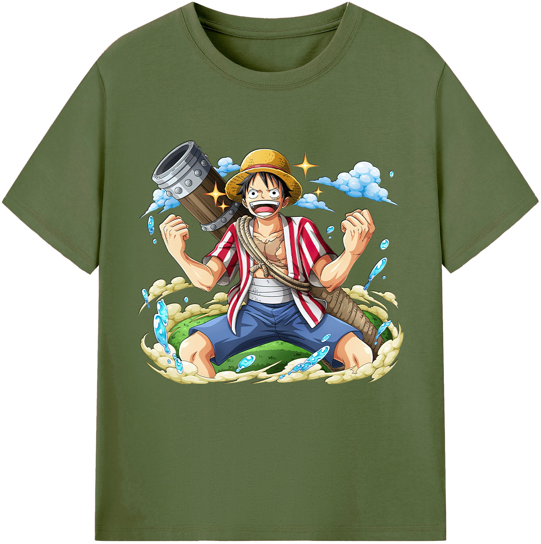 ワンピース モンキー・D・ルフィ ONE PIECE Monkey D. Luffy 綿100％半袖Tシャツ（フロントプリント）